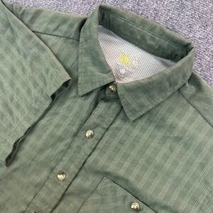 Mountain Hardwear Men's S Green Plaid Canyon Shirt Green Camping Hiking Vented